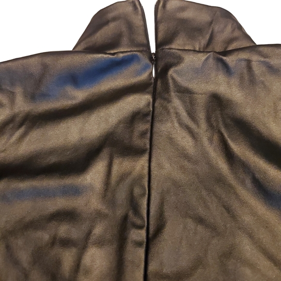 Long sleeve Matte Mock Neck Turtleneck Faix Leather - Picture 3 of 5